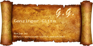 Genzinger Gitta névjegykártya